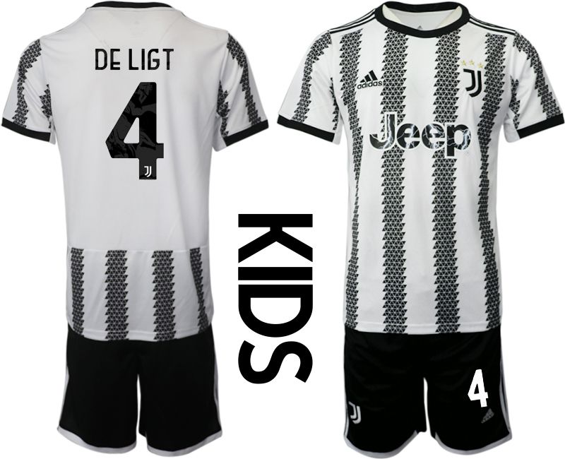 Youth 2022-2023 Club Juventus FC home white #4 Soccer Jersey->youth soccer jersey->Youth Jersey